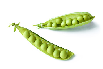 Green peas in close-up isolated