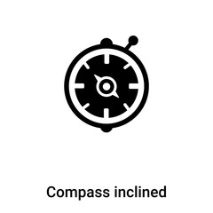 Compass inclined icon vector isolated on white background, logo concept of Compass inclined sign on transparent background, black filled symbol