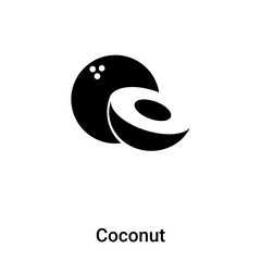 Coconut icon vector isolated on white background, logo concept of Coconut sign on transparent background, black filled symbol