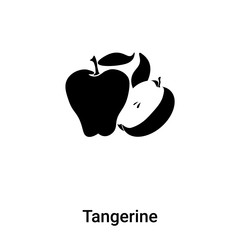 Tangerine icon vector isolated on white background, logo concept of Tangerine sign on transparent background, black filled symbol