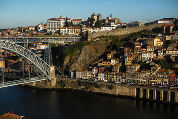 Obraz premium View of the Douro river and bridge Dom Luis I in Porto, Portugal.