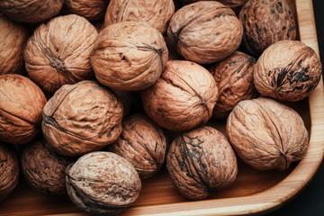Nuts scattered on the table