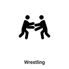 Wrestling icon vector isolated on white background, logo concept of Wrestling sign on transparent background, black filled symbol