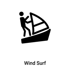Wind Surf icon vector isolated on white background, logo concept of Wind Surf sign on transparent background, black filled symbol