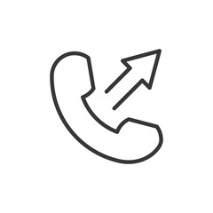 Phone thin line icon in flat style isolated. Vector phone call sign. Mobile phone with arrow up. Telephone symbol.