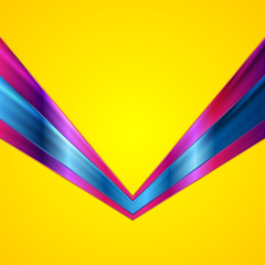 Colorful glossy tech arrows on yellow background