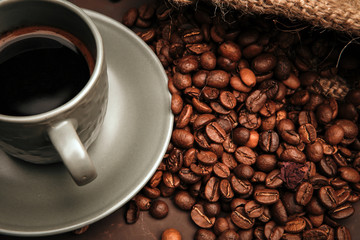 coffee with biscuits on the table