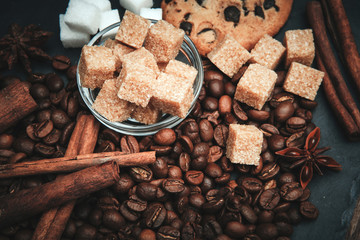 coffee, brown sugar and cinnamon
