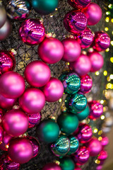 Abstract unfocused background with Christmas decorations.