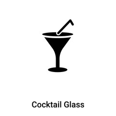 Cocktail Glass icon vector isolated on white background, logo concept of Cocktail Glass sign on transparent background, black filled symbol