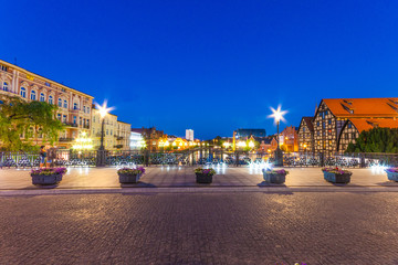 Architecture of Bydgoszcz city at Brda river in Poland.