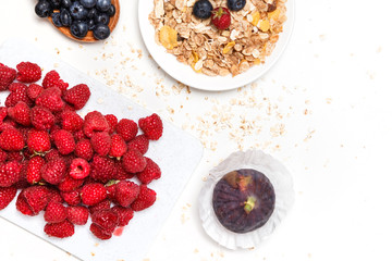 Healthy breakfast. Food cereal concept with fresh fruits isolated on white
