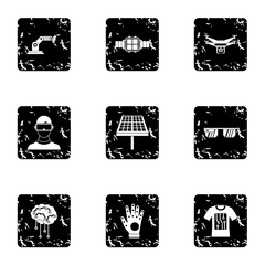 Innovative device icons set. Grunge illustration of 9 innovative device vector icons for web