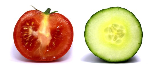 fische tomate und frische gurke makro