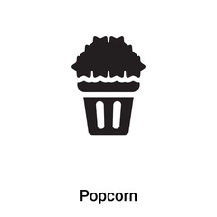 Popcorn icon vector isolated on white background, logo concept of Popcorn sign on transparent background, black filled symbol