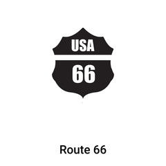 Route 66 icon vector isolated on white background, logo concept of Route 66 sign on transparent background, black filled symbol