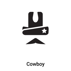 Cowboy icon vector isolated on white background, logo concept of Cowboy sign on transparent background, black filled symbol