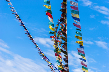 Prayer Flags Tibetan Buddhism of Leh Ladakh ,Jammu and Kashmir, India