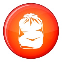 Black trash bag icon in red circle isolated on white background vector illustration