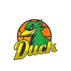 Duck basketball logo sport