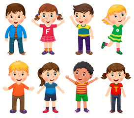 Happy children in different positions vector illustration