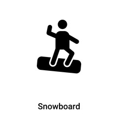 Snowboard icon vector isolated on white background, logo concept of Snowboard sign on transparent background, black filled symbol