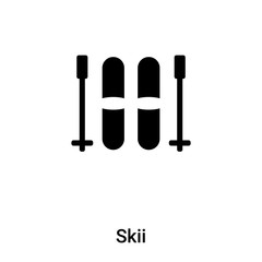 Skii icon vector isolated on white background, logo concept of Skii sign on transparent background, black filled symbol