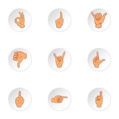 Hand icons set. Cartoon illustration of 9 hand vector icons for web