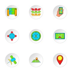 Search way icons set. Cartoon illustration of 9 search way vector icons for web