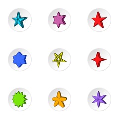 Geometric figure star icons set. Cartoon illustration of 9 geometric figure star vector icons for web