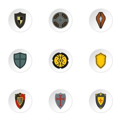 Shield icons set. Flat illustration of 9 shield vector icons for web