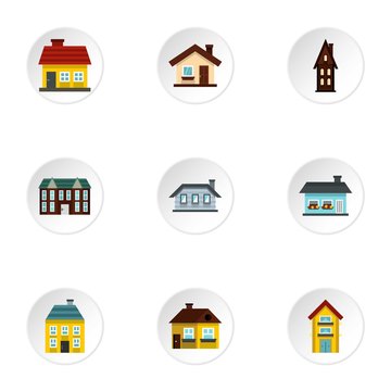 House icons set. Flat illustration of 9 house vector icons for web