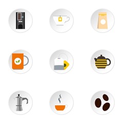 Drink icons set. Flat illustration of 9 drink vector icons for web