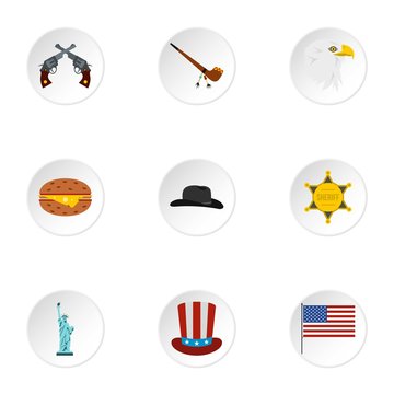 Holiday in USA icons set. Flat illustration of 9 holiday in USA vector icons for web