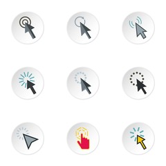 Pointer icons set. Flat illustration of 9 pointer vector icons for web