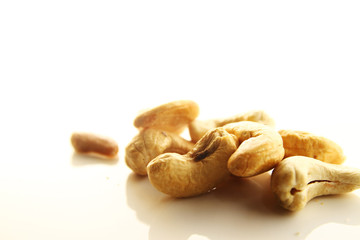 Cashew nut on white background