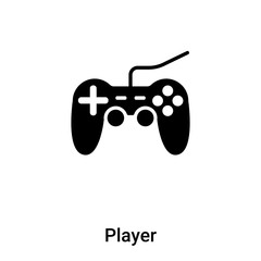 Player icon vector isolated on white background, logo concept of Player sign on transparent background, black filled symbol