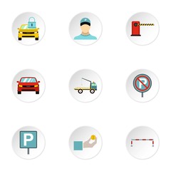 Parking icons set. Flat illustration of 9 parking vector icons for web