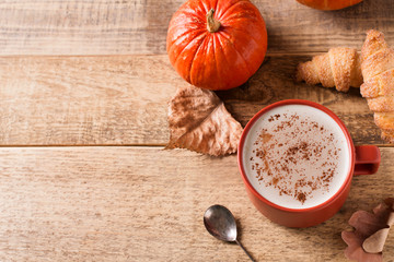 Cup of pumpkin latte, autumn fall mood
