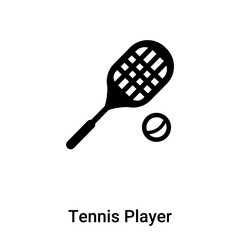 Tennis Player icon vector isolated on white background, logo concept of Tennis Player sign on transparent background, black filled symbol