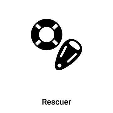 Rescuer icon vector isolated on white background, logo concept of Rescuer sign on transparent background, black filled symbol