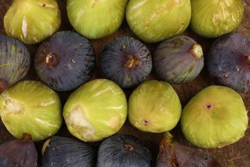 Still life of fresh black and white figs