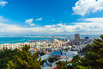 Fototapeta na wymiar Aerial View of Haifa from Bahai Garden