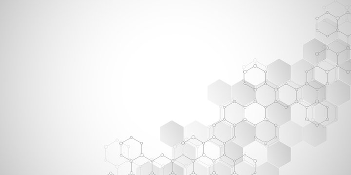 Abstract molecular structure and chemical elements. Medical, science and digital technology concept. Vector geometric background from hexagons. © berCheck