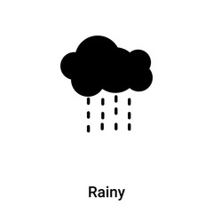 Rainy icon vector isolated on white background, logo concept of Rainy sign on transparent background, black filled symbol