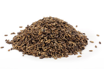 Seeds of a milk thistle on white background