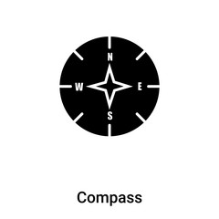 Compass icon vector isolated on white background, logo concept of Compass sign on transparent background, black filled symbol