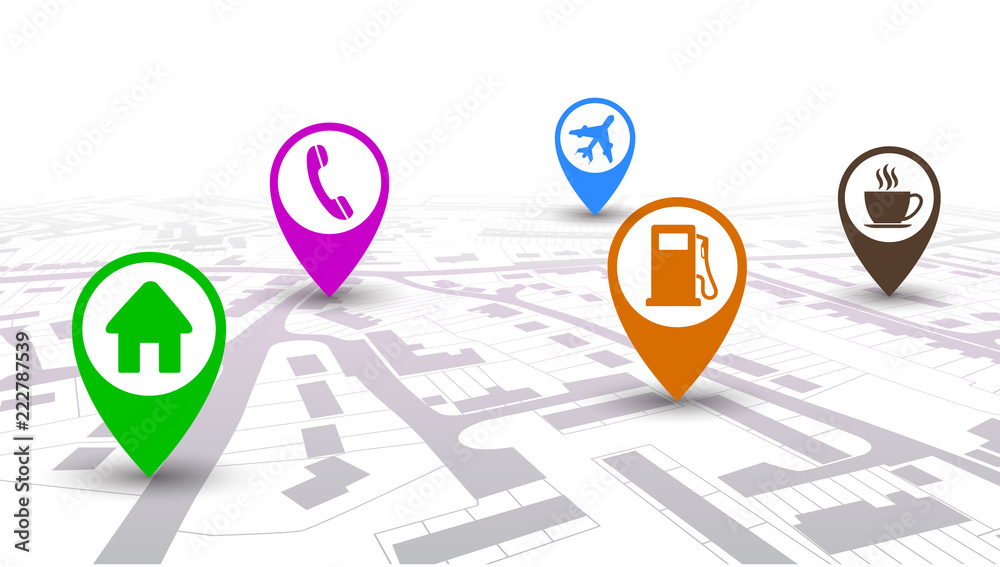 Poster travel map with gps pin mark – stock vector