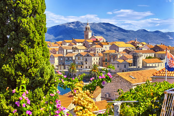 View of the Korcula town, Korcula island, Dalmatia, Croatia - obrazy, fototapety, plakaty