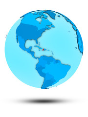 Haiti on blue political globe